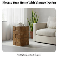 Rustic Zen Design Cylindrical Storage Table Vintage visual & aesthetic Nightstand Space-Saving Home Furnishing Multi-Functional for Apartment Dwellers, homeowners, Living Room, Small areas, Homestay, Bedroom