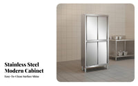 Large Capacity Sliding Door Food Cabinet Anti-Rust Stainless Steel Storage Cabinet Commercial Kitchen Cupboard Heavy Duty for Restaurant Professionals, Caterers, Business Owners, Hotel, Cafeteria, Warehouse