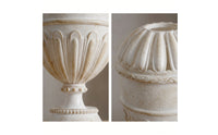 Goblet Vase Aged Stone Look Pedestal Vase Vintage Style Vessel for Wedding, Mantel