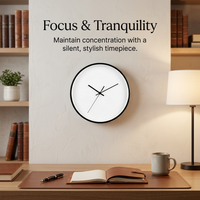 Wall Clock for Living Room, 12 Inch Metal Frame Narrow Design Movement Operated Hanging for Home Office