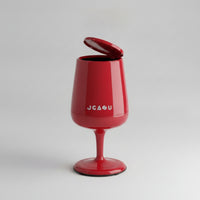 Press-Open Trash Can with Lid Tall Goblet Trash Can Sculptural Wastebasket Modern for Living Room, Home Bar, Bedroom