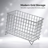 Bathroom Storage Wire Mesh Baskets for Office Desk and Pantry Organization, Small for Students and Accessories, Metal Construction