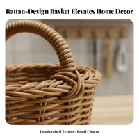 Imitation Rattan Hanging Basket Versatile Wall Hanging Storage Basket Lightweight Long-Lasting for Students, Kitchen, Bathroom