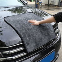 Braided Microfiber Car Drying Towel, Double Sided Microfiber Cloths, Super-Absorbent for Costco Microfibre Cloths Use, Black Gray, 1 Pack