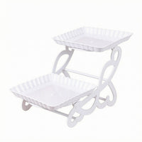 Decorative Folding Dessert Display Stand Raised Rims Two-Tier Dessert Stand Scroll-Style Cupcake Display Holder Lightweight for Events, Parties
