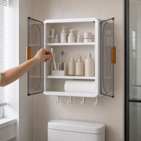 Wall-Mounted Bathroom Storage Cabinet with Magnetic Closure, Dustproof Organizer for Home Toilet