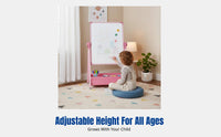 Kids' Double-Sided Writing Board, Adjustable Height, Alloy Frame, Chalk & Whiteboard, Home Learning, Foldable Storage
