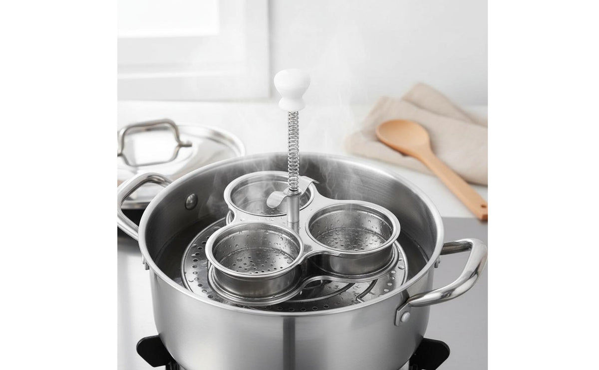 Easy to Clean Bounce Handle Egg Cooker Steamer Rust Proof Cooking Utensil Even Heating for Breakfast