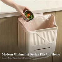 Foldable Hanging Trash Can Space-Saving Foldable Kitchen Garbage Can Cabinet Door Waste Bin Easy to Install for Bathroom, Car