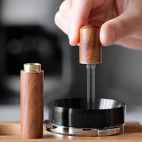 Handheld Espresso Distribution Tool with Wooden Handle Rust Resistant Coffee Distribution Needle Long-Lasting Stirrer Easy to Clean for Baristas