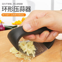 Stainless Steel Manual Garlic Press with Ring Handle