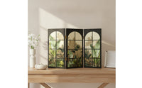 Tropical Three-Panel Desktop Screen Hinged Tabletop Folding Screen Compact Decor Decorative for Cabinet