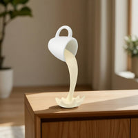 Levitating Coffee Cup Sculpture Novelty Pouring Coffee Cup Ornament Artistic Desk Ornament for Display Shelf