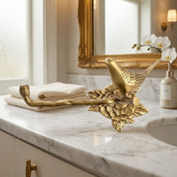 Towel Holder with Bird Motif Vintage Towel Holder with Bird Screwless Installation Hardware for Renters
