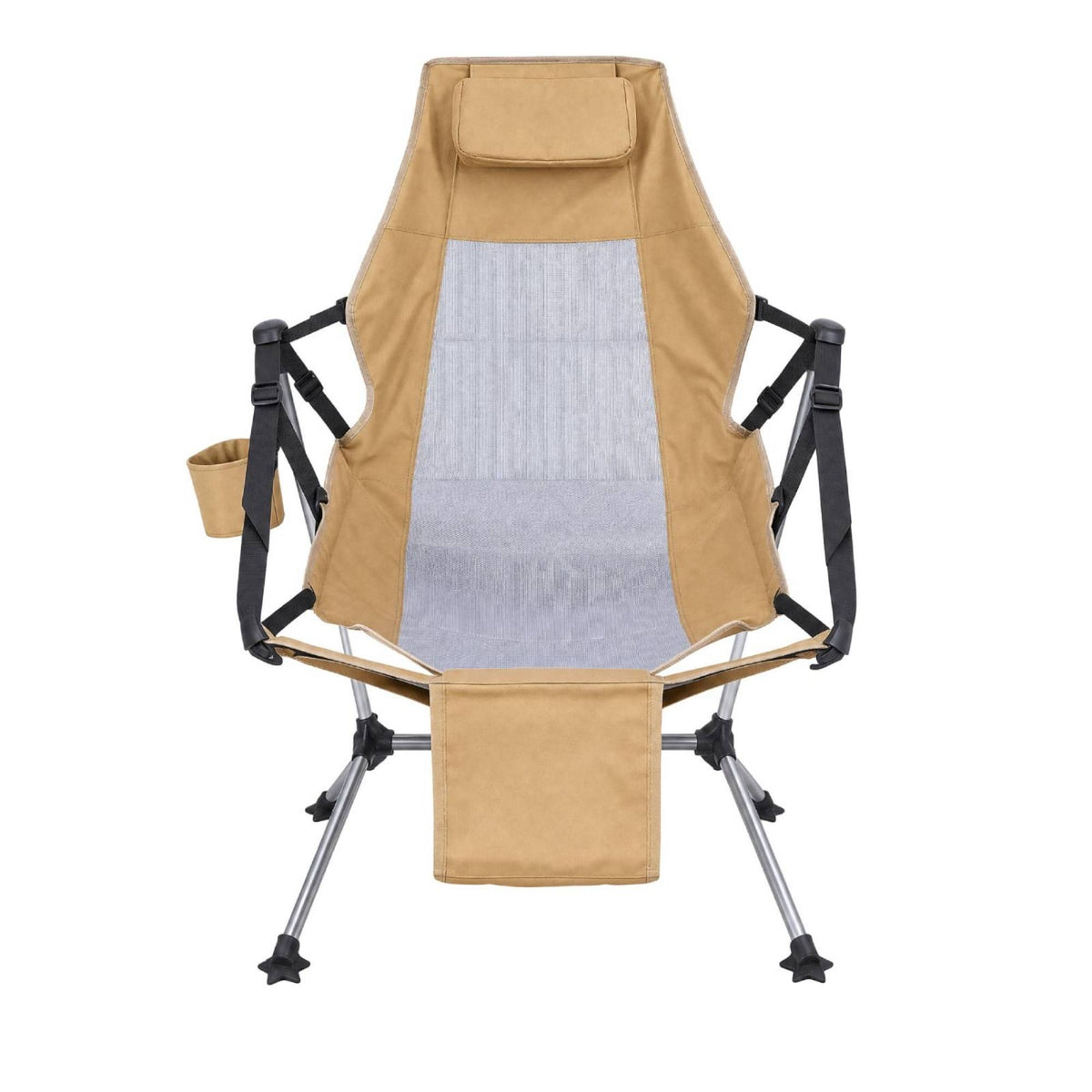 Foldable Rocking Chair with Mesh Seat Breathable Folding Rocking Chair Compact Furniture Easy to Carry for Campers, Anglers, Beach, Fishing, Backyard