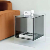 Modern Design Acrylic Cube End Table Minimalist Design Transparent Multi-Level Stand Space-Saving Nightstand With Storage Shelf for Apartment Dwellers, Young Adults, Homeowners, Bedroom, Small Areas, Living Room, Entryway