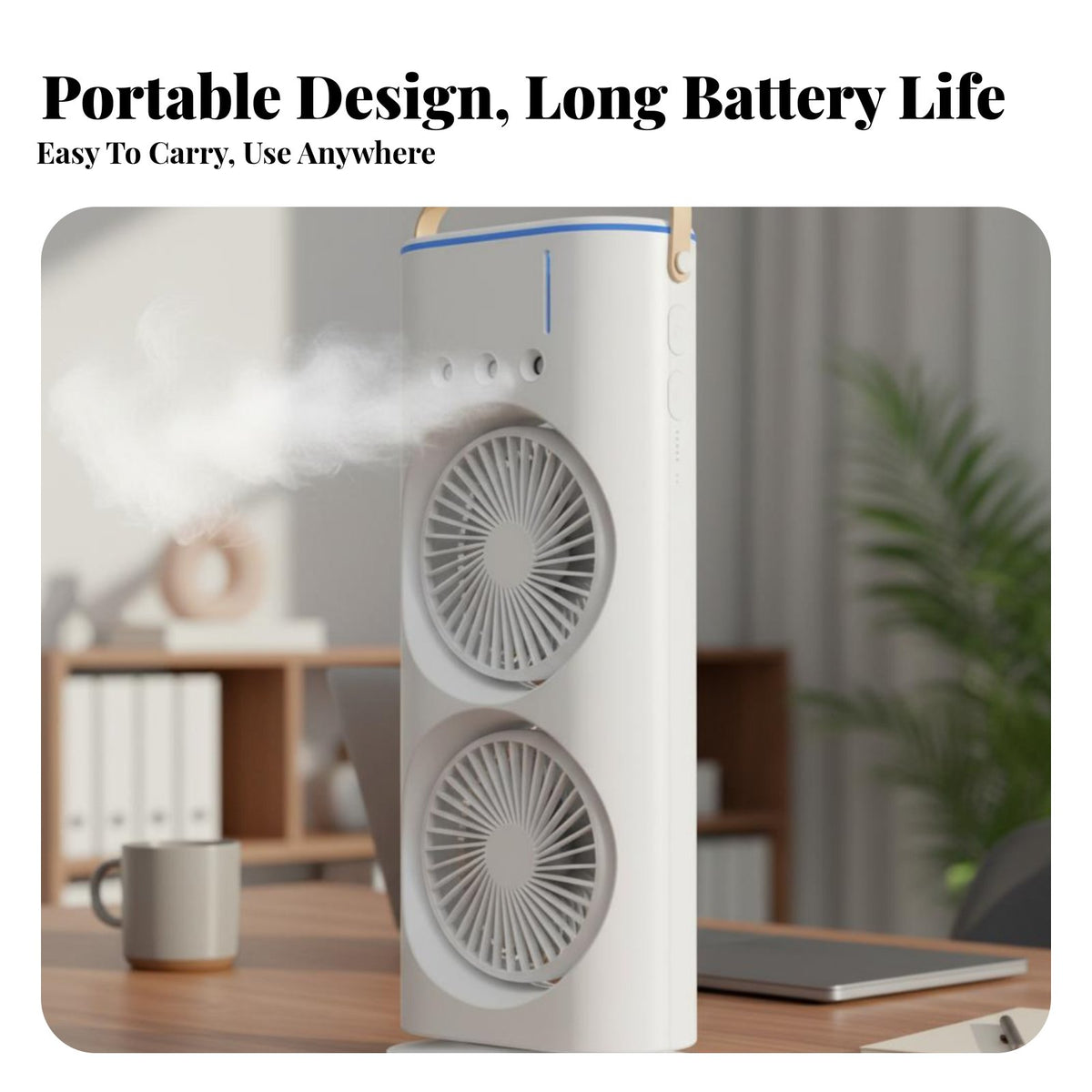 Desktop Water Cooling Fan Versatile Function Power-Storing Personal Air Conditi Single R USB Powered Portable Misting Fan for Campers, Bedroom, Travel
