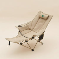Collapsible Folding Lounge Chair with Cup Holder High-Back Reclining Camp Chair with Headrest Foldable Recliner Supportive for Backyard
