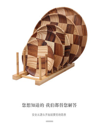Round Wooden Serving Tray for Fruits, Cakes, and Snacks