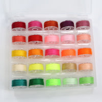 25-Grid Plastic Bobbin Box with Thread, Sewing Machine Bobbin Set, 50-Color Fixed Color High-Quality Sewing Thread Bobbin Kit