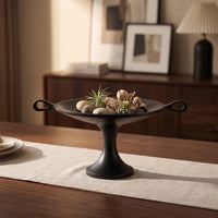 Pedestal Fruit Tray Vintage-Influenced Fruit Tray with Handles Rustic Footed Serving Bowl for Dining Table