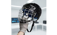 Hockey Helmet with Face Guard Cage Impact-Absorbing Full Face Hockey Helmet Hard Shell for Skaters, Rink