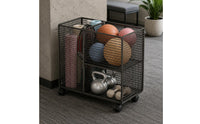 Wire Mesh Storage Cart exercise Mat Storage Rack Exercise Equipment Cart Metal for Gym