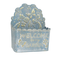 Wall-Mounted Iron Planter Embossed Metal Wall Pocket Planter Distressed for Patio, Porch, Garden