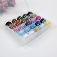 25-Grid Plastic Bobbin Box with Thread, Sewing Machine Bobbin Set, 50-Color Fixed Color High-Quality Sewing Thread Bobbin Kit