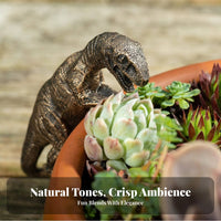 Dinosaur Pot Climber Creative Design Flower Pot Hanging Dinosaur Cute Climbing Theropod Statue for Plant Lovers, Gardeners, Patio, Balcony