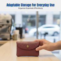 Genuine Leather Coin Purse, Mini Card Holder, Snap Closure, Unisex, Stylish, Portable