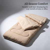 Adult Sleeping Bag All Season 225x100cm, Envelope Design with Shoulder Protection, Antibacterial Soybean Cotton, Machine Washable