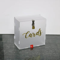 Acrylic Event Card Box Hinged Lid Card Holder Box with Lock Elegant Design Frosted Acrylic Wishing Well for Couples, Graduates, Infant Shower