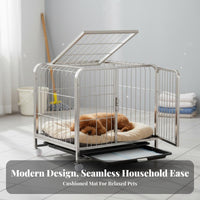 Dog Cage with Removable Tray Easy to Clean Large Dog Crate with Wheels Rust Resistant for Medium Dogs, Indoor, Outdoor