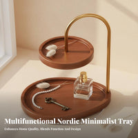 Bamboo Display Rack Retro Design Entryway Key Tray Decorative Entryway Key Holder for Homeowners, Adults, Bedroom, Nightstand, Dresser