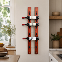 Rustic Wooden Wall Mounted Wine Rack, Vintage Dark Reddish-Brown Wine Display for Kitchen & Dining Room, Home Decor Wall Wine Rack