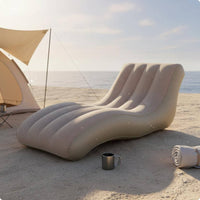 Inflatable Lounge Chair Flocked Surface Reclining Air Chair with Pillow Inflatable Chaise for Camping, Beach