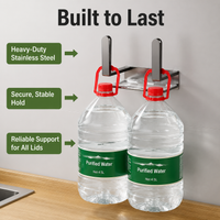 2 Pack Pot Lid Holder, Wall Mount Pan Lid Holder with Drip Tray, No-Drill Stainless Steel Lid Storage Rack, Modern Kitchen Organiser for Cupboard