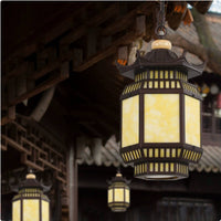 Chinese Style Lantern Lamp Weather Resistant Outdoor Hanging Lantern Warm Glow Pagoda Overhead Light for Balcony, Porch, Corridor
