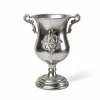 Silver-Toned Vases with Pedestal Base Antique-Style Vase with Pedestal Vintage-Inspired Metal Vase Shiny for Banquet Displays