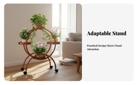 Movable with Wheels Multi-Tier Plant Stand Large Capacity Multi-Layer Planter Rack Decorative Rolling Plant Shelf Easy Installation for Balcony, Living Room, Indoor, Patio