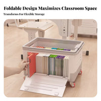 Foldable Trolley Bin With casters Mobile Book Box Large Capacity for Classroom