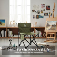 Compact Outdoor Sketching Stool Multi-Functional Collapsible Artist Chair with Backrest Sturdy Lightweight Folding Chair Long-Lasting for Art Students, Artists, Campers, Picnics, Hiking, Beach