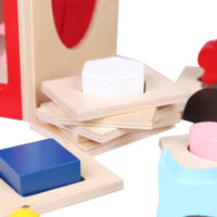 Sensory Box with Shapes Educational Guessing Box Fine Motor Wooden Shape Sorter Cube for Young Children, Kids, Playroom, Preschool, Homeschooling