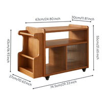 Solid Wood Mobile Side Table with Shelves Compact Rolling Side Table Space-Saving Rolling Utility Cart Multipurpose for Homeowners