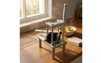 Interchangeable Blades Press-Style Potato Cutter Lever Mechanism Stainless Steel Potato Cutter Textured Top Kitchen Tool