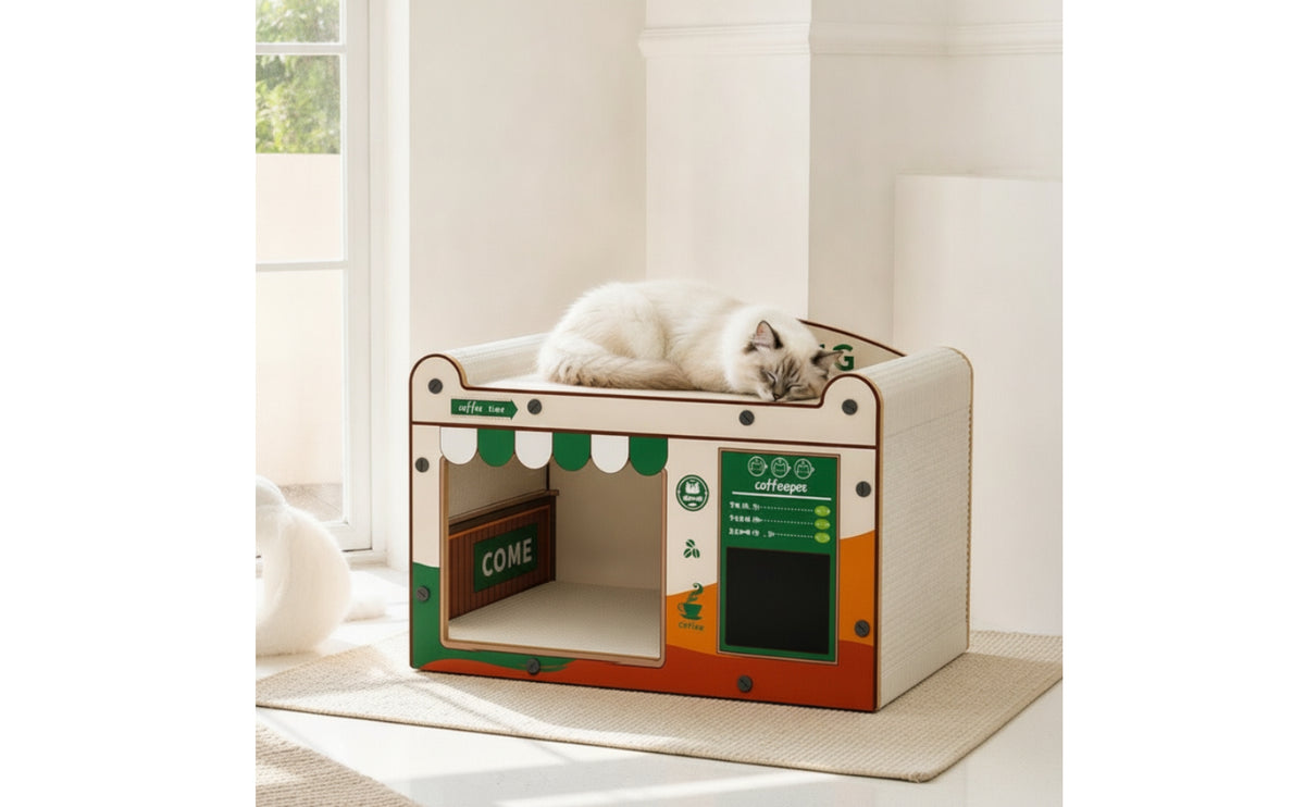 Corrugated Cat Scratching House Reinforced Cardboard Cat House Sturdy Scratch Box Long-Lasting for Cats, Kittens, Living Room, Apartment
