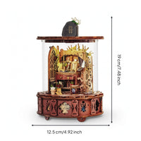 Music Box with Display Cover Wooden Miniature Music Box Small-Scale Decor for Hobbyists, Crafters, Bookshelf, Study Room