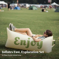No Pump Required Wind-Inflated Lazy Bag Foldable Air Lounger Easy to Inflate Inflatable Furniture Lightweight for eventon the moveers, Beachon the moveers, Beach, Music events, Camping, explorer
