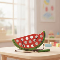 Wooden Lacing Board with Stick Montessori Wooden Threading Toy Fine Motor Hand-Eye Coordination for Toddlers, Home, Travel